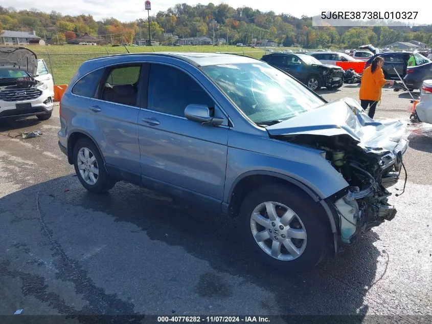 2008 Honda Cr-V Ex-L VIN: 5J6RE38738L010327 Lot: 40776282