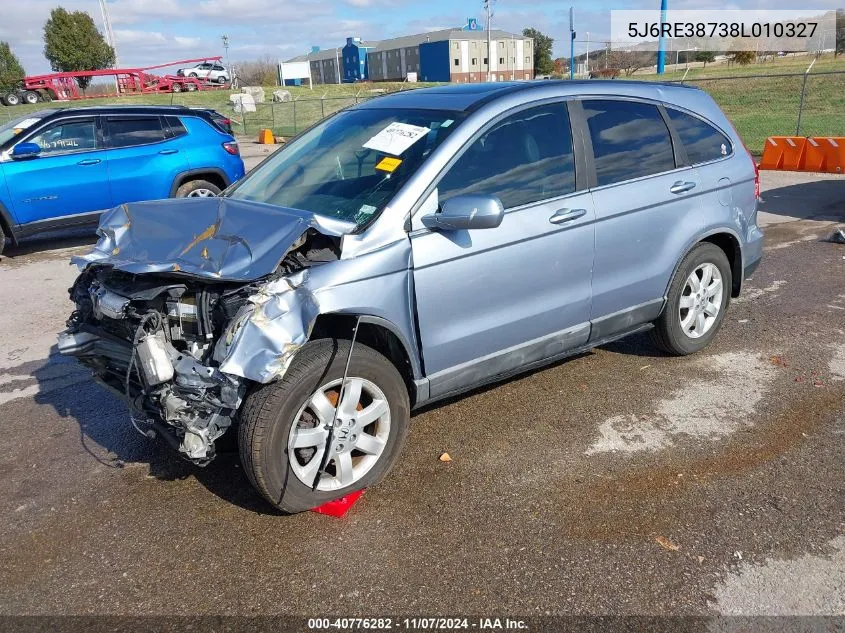 2008 Honda Cr-V Ex-L VIN: 5J6RE38738L010327 Lot: 40776282