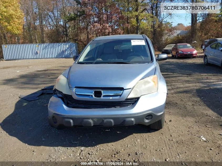 2008 Honda Cr-V Lx VIN: 3CZRE38378G706411 Lot: 40779786