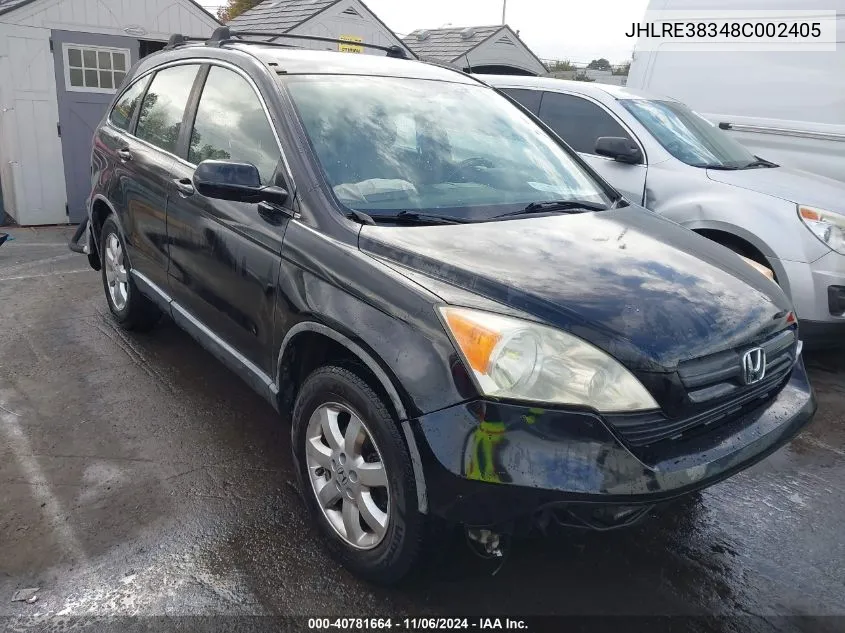 2008 Honda Cr-V Lx VIN: JHLRE38348C002405 Lot: 40781664