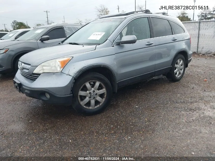 2008 Honda Cr-V Ex-L VIN: JHLRE38728C015611 Lot: 40782831