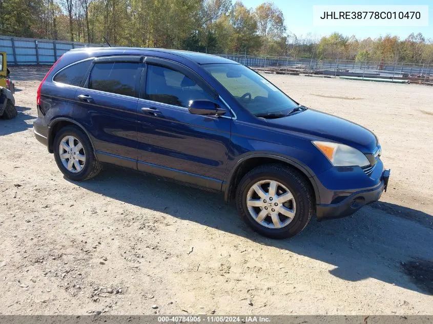 2008 Honda Cr-V Ex-L VIN: JHLRE38778C010470 Lot: 40784905