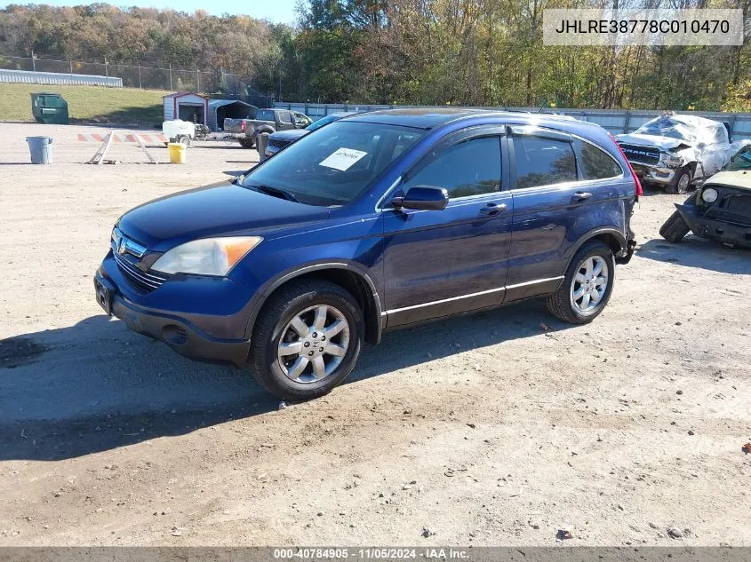 2008 Honda Cr-V Ex-L VIN: JHLRE38778C010470 Lot: 40784905