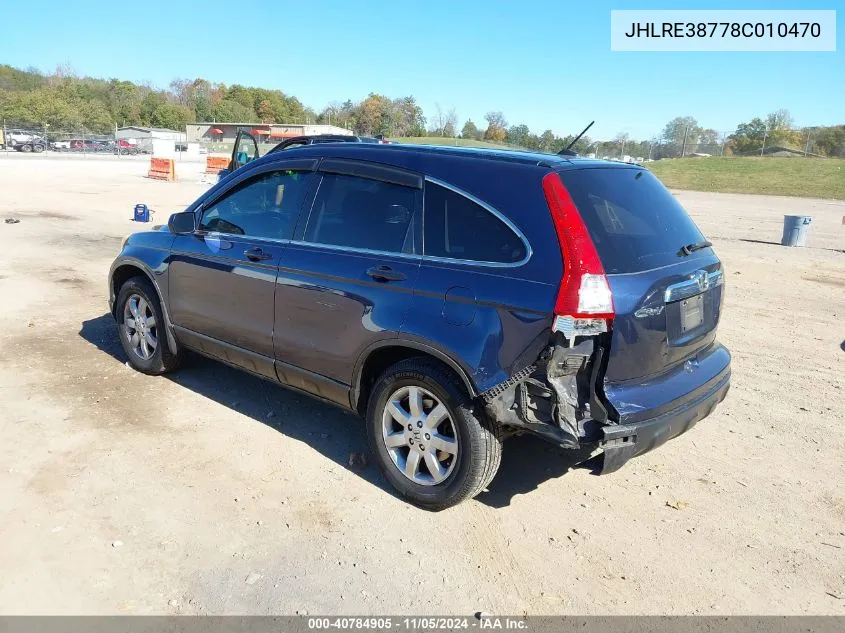 2008 Honda Cr-V Ex-L VIN: JHLRE38778C010470 Lot: 40784905