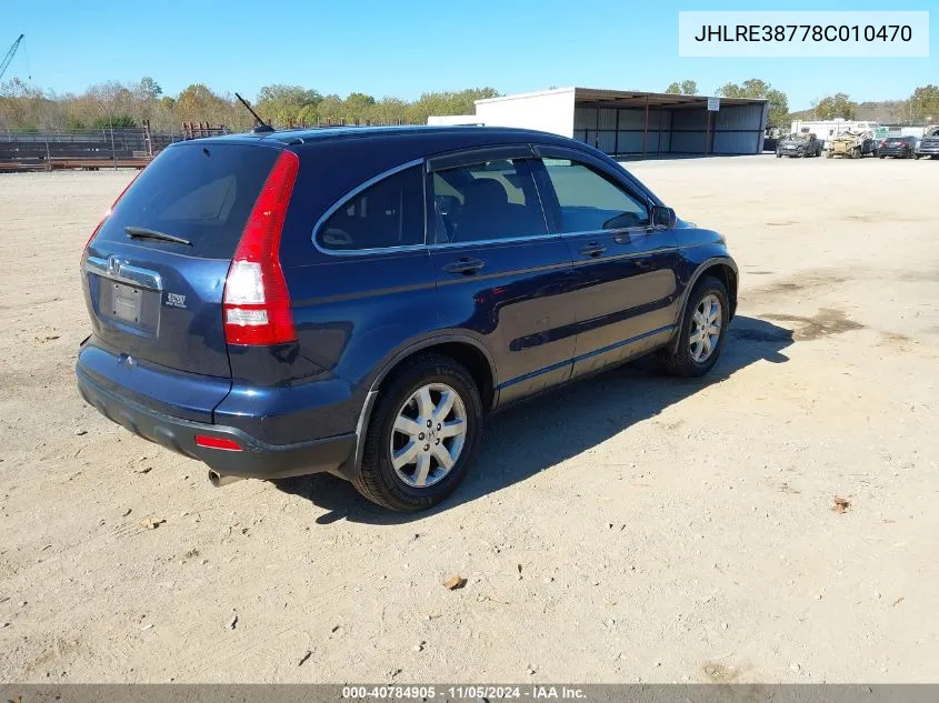 2008 Honda Cr-V Ex-L VIN: JHLRE38778C010470 Lot: 40784905