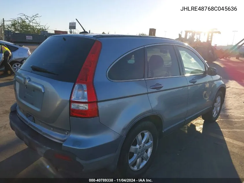 2008 Honda Cr-V Ex-L VIN: JHLRE48768C045636 Lot: 40789338