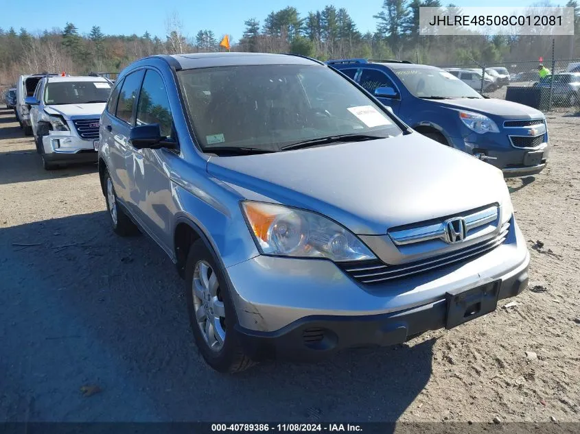 2008 Honda Cr-V Ex VIN: JHLRE48508C012081 Lot: 40789386