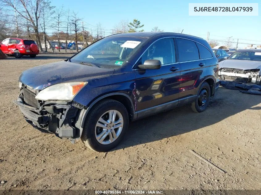 2008 Honda Cr-V Ex-L VIN: 5J6RE48728L047939 Lot: 40795364