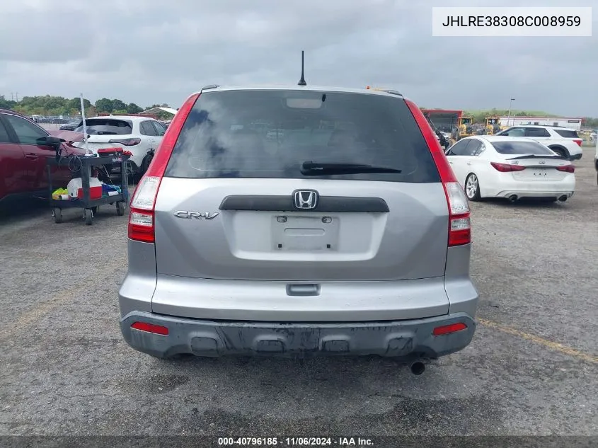 2008 Honda Cr-V Lx VIN: JHLRE38308C008959 Lot: 40796185