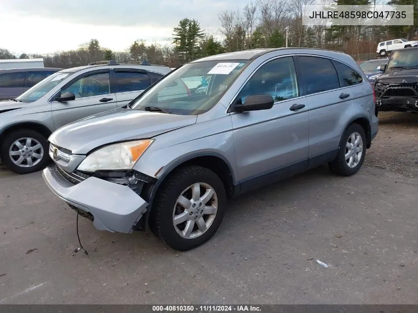 2008 Honda Cr-V Ex VIN: JHLRE48598C047735 Lot: 40810350