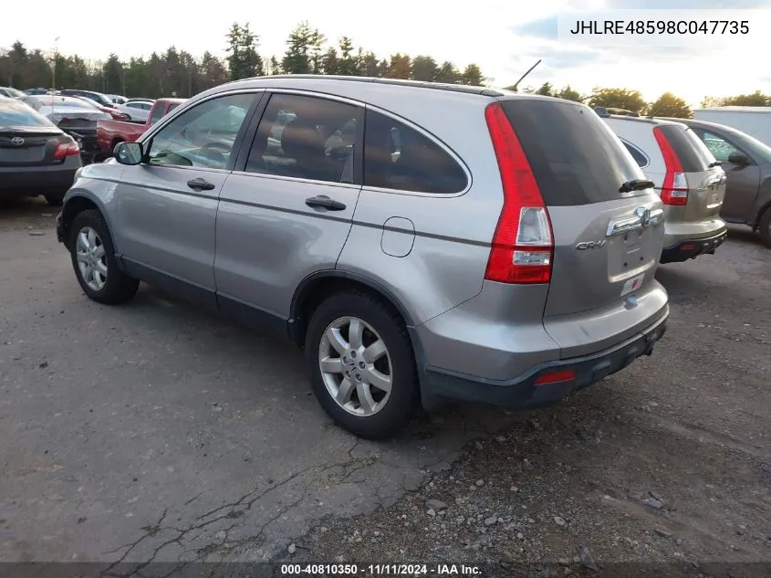 2008 Honda Cr-V Ex VIN: JHLRE48598C047735 Lot: 40810350