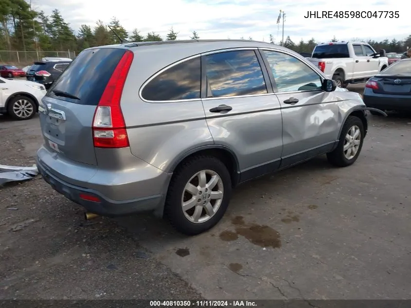 2008 Honda Cr-V Ex VIN: JHLRE48598C047735 Lot: 40810350