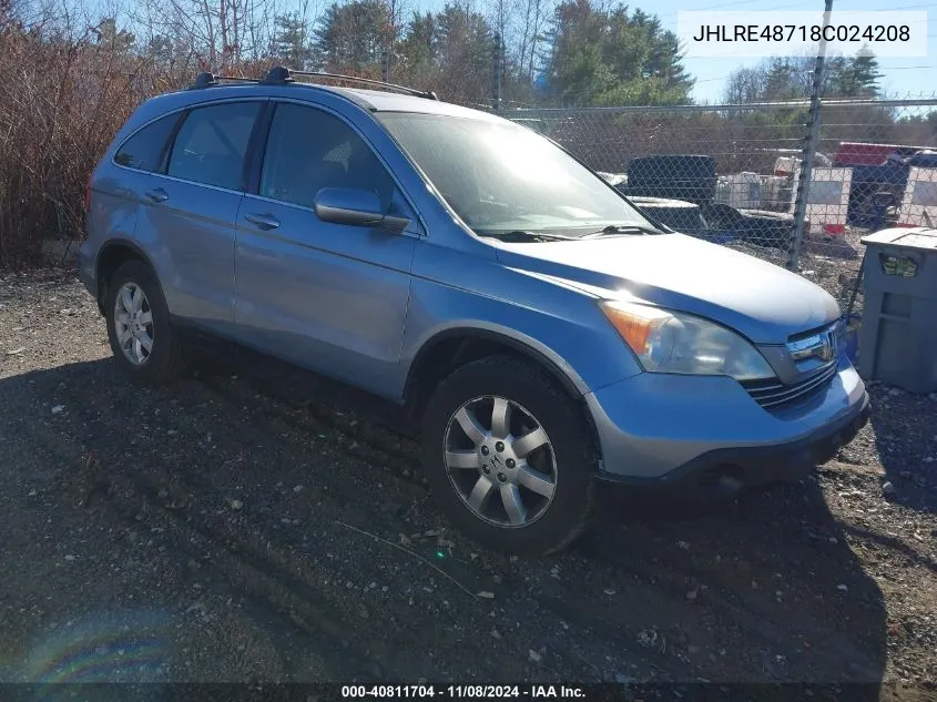 2008 Honda Cr-V Ex-L VIN: JHLRE48718C024208 Lot: 40811704