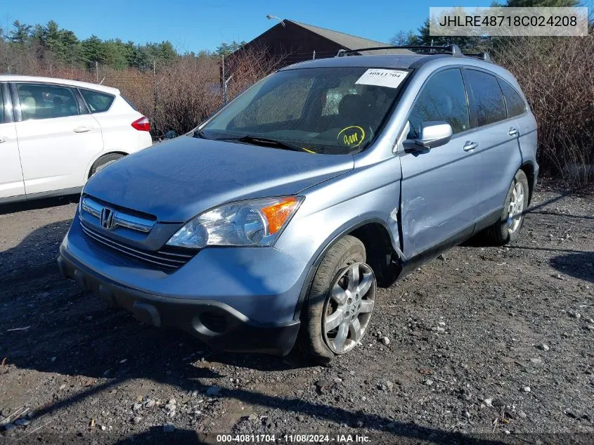 2008 Honda Cr-V Ex-L VIN: JHLRE48718C024208 Lot: 40811704