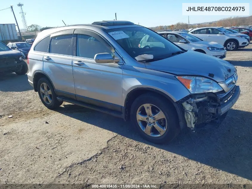 2008 Honda Cr-V Ex-L VIN: JHLRE48708C024975 Lot: 40815435