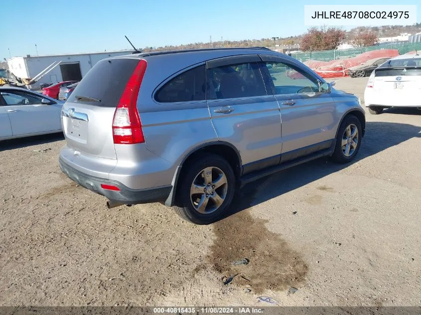 2008 Honda Cr-V Ex-L VIN: JHLRE48708C024975 Lot: 40815435