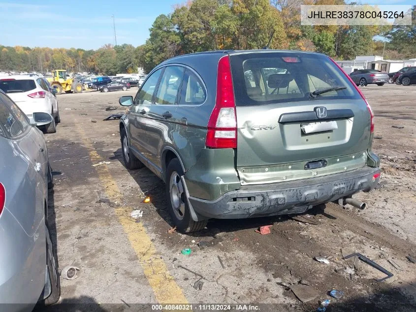 2008 Honda Cr-V Lx VIN: JHLRE38378C045264 Lot: 40840321