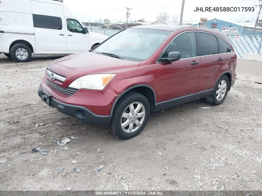 2008 Honda Cr-V Ex VIN: JHLRE48588C017593 Lot: 40864671