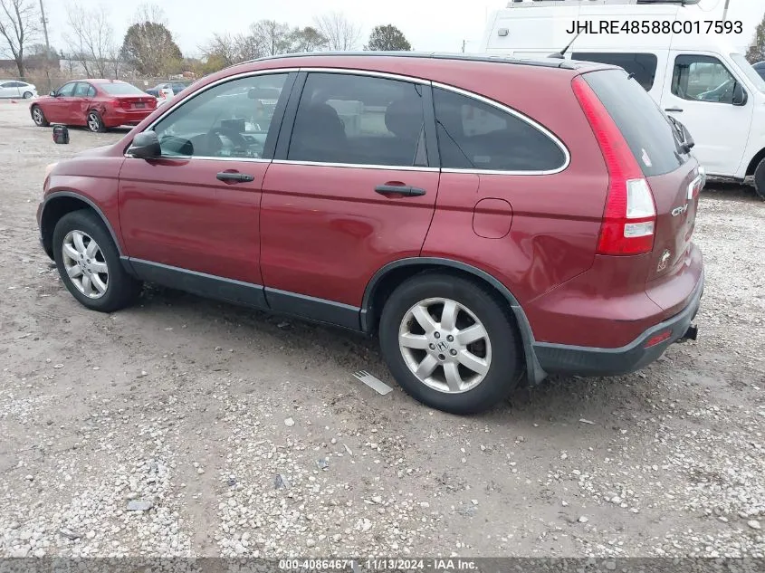 2008 Honda Cr-V Ex VIN: JHLRE48588C017593 Lot: 40864671