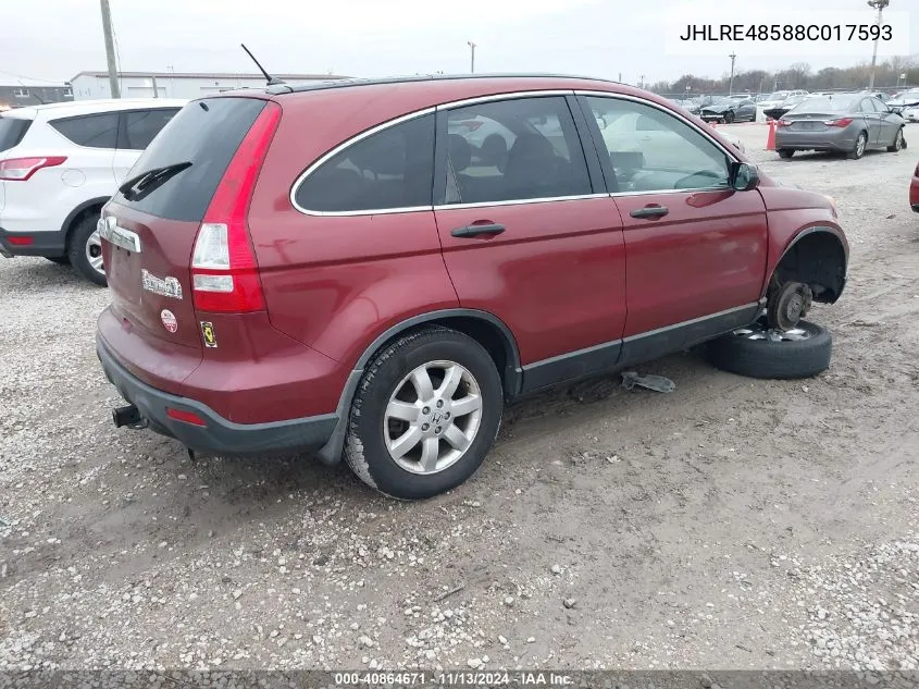 2008 Honda Cr-V Ex VIN: JHLRE48588C017593 Lot: 40864671