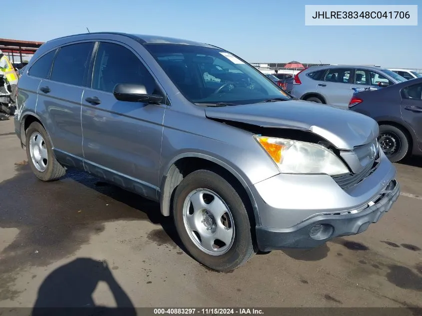 2008 Honda Cr-V Lx VIN: JHLRE38348C041706 Lot: 40883297