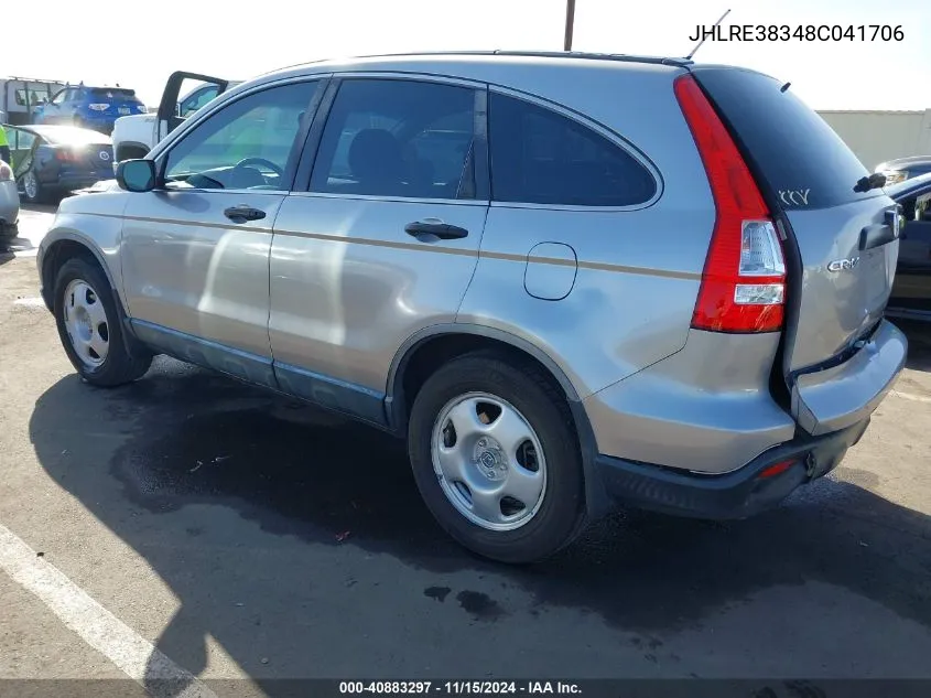 2008 Honda Cr-V Lx VIN: JHLRE38348C041706 Lot: 40883297