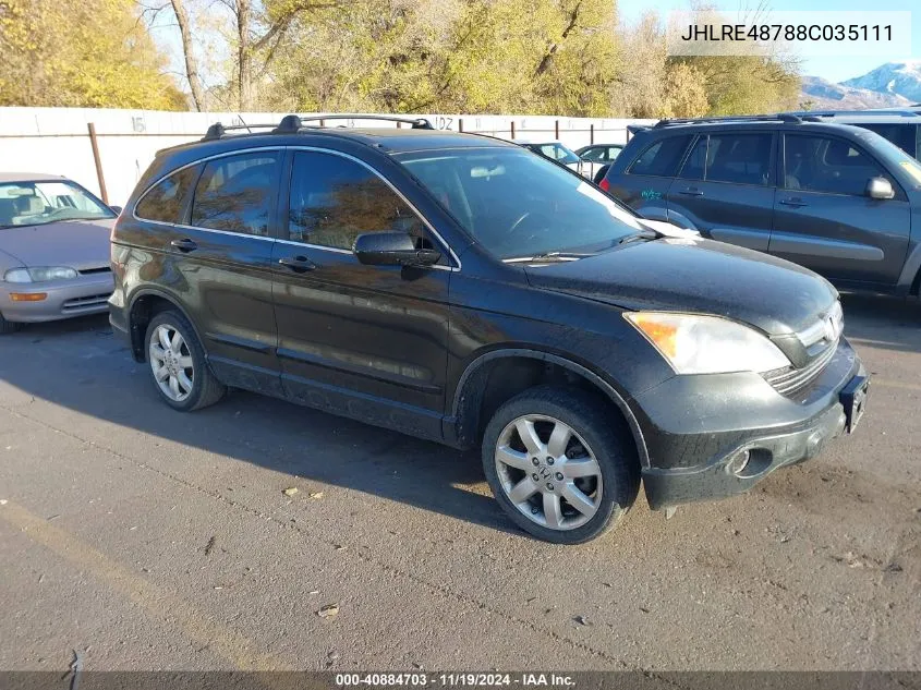 2008 Honda Cr-V Ex-L VIN: JHLRE48788C035111 Lot: 40884703