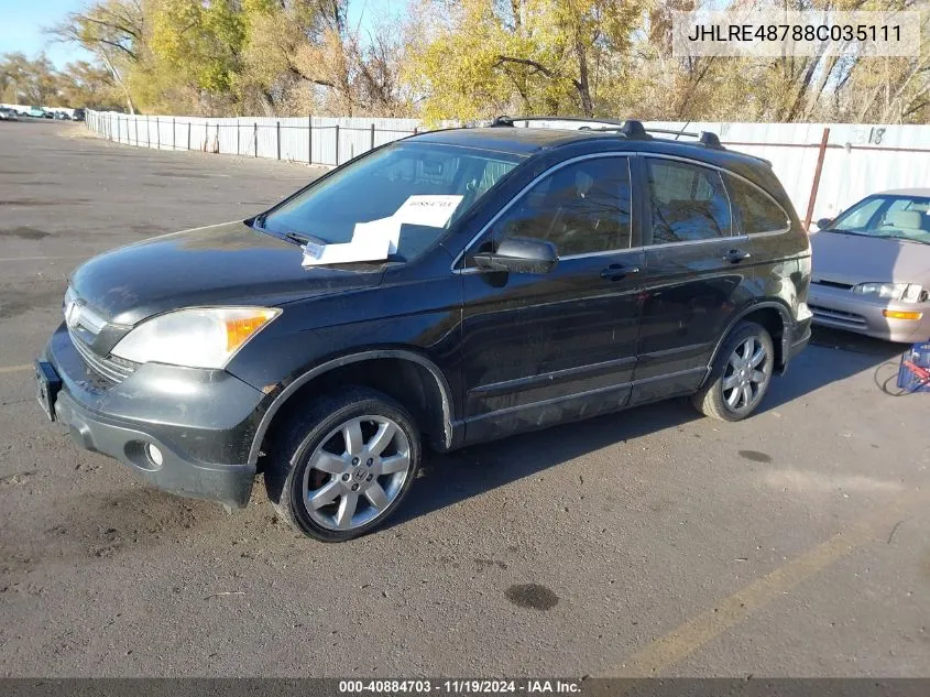 2008 Honda Cr-V Ex-L VIN: JHLRE48788C035111 Lot: 40884703