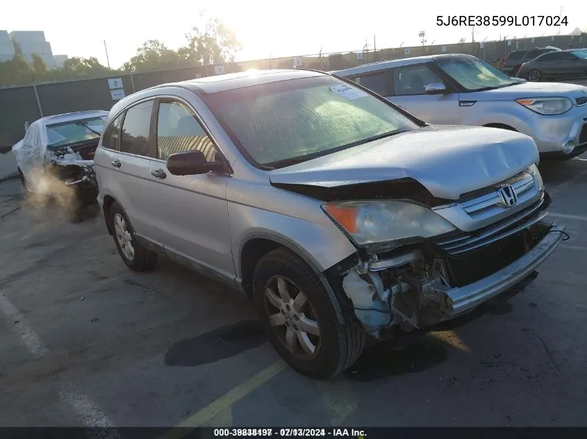 2009 Honda Cr-V Ex VIN: 5J6RE38599L017024 Lot: 39838197