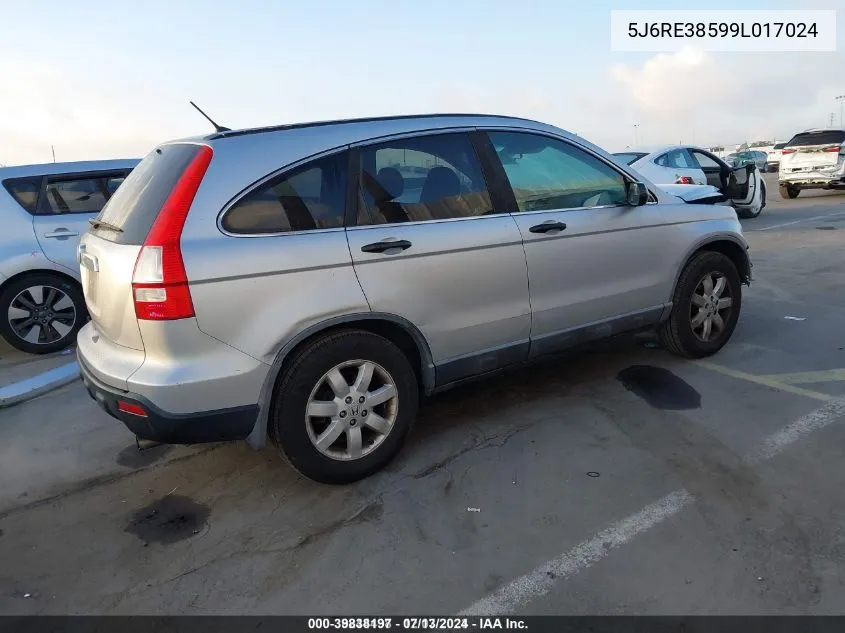 2009 Honda Cr-V Ex VIN: 5J6RE38599L017024 Lot: 39838197