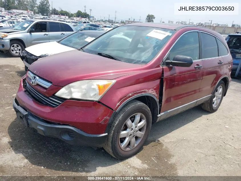 2009 Honda Cr-V Ex VIN: JHLRE38579C003650 Lot: 39841600