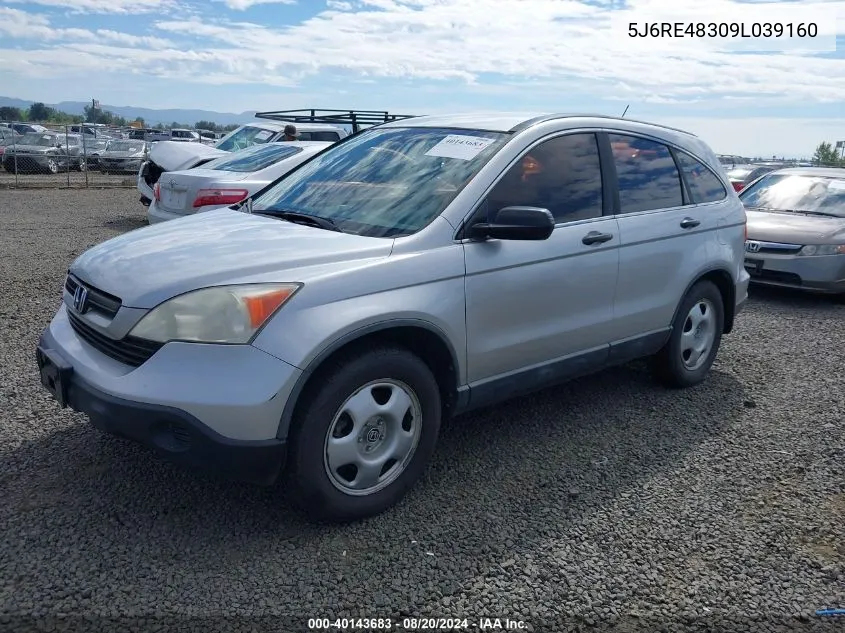 2009 Honda Cr-V Lx VIN: 5J6RE48309L039160 Lot: 40143683