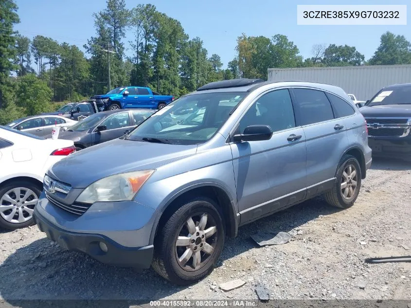 2009 Honda Cr-V Ex VIN: 3CZRE385X9G703232 Lot: 40155892