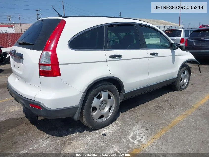 2009 Honda Cr-V Lx VIN: JHLRE383X9C005214 Lot: 40160393