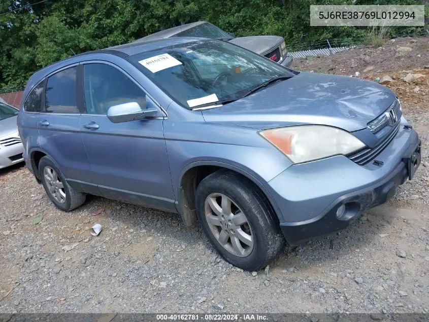 2009 Honda Cr-V Ex-L VIN: 5J6RE38769L012994 Lot: 40162781