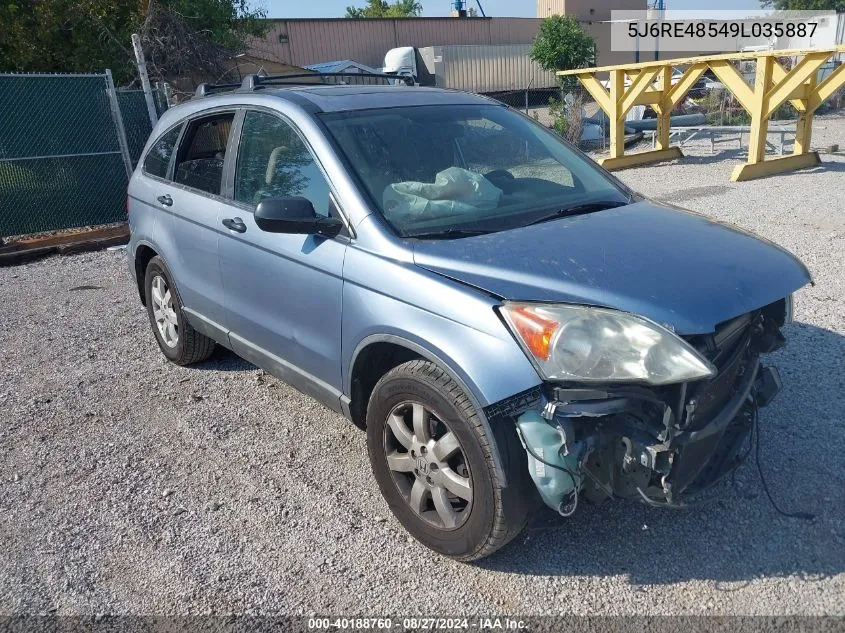 2009 Honda Cr-V Ex VIN: 5J6RE48549L035887 Lot: 40188760