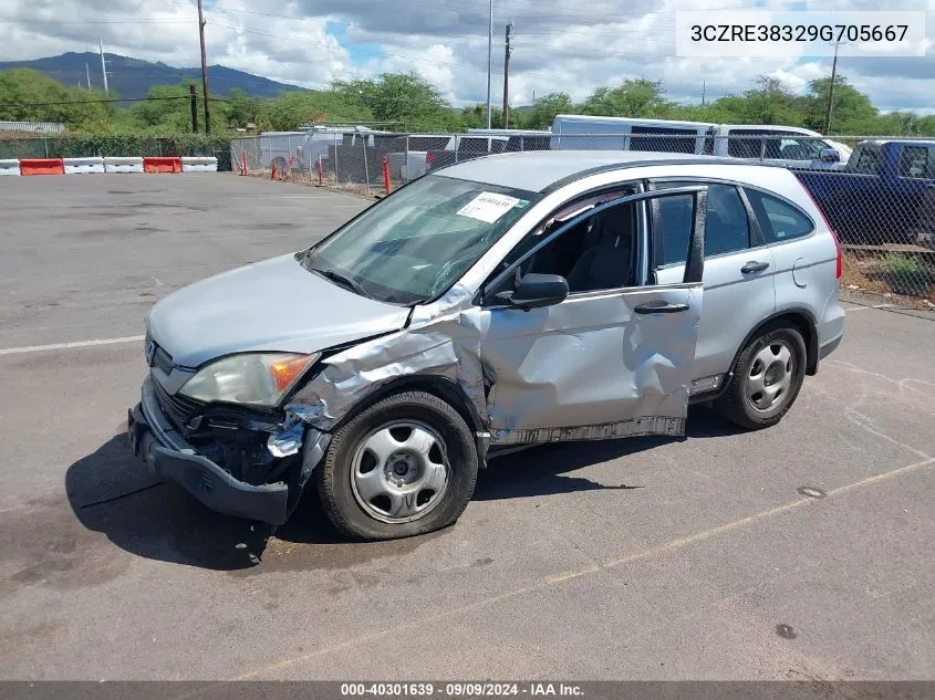 2009 Honda Cr-V Lx VIN: 3CZRE38329G705667 Lot: 40301639