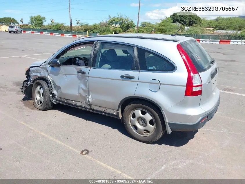 2009 Honda Cr-V Lx VIN: 3CZRE38329G705667 Lot: 40301639