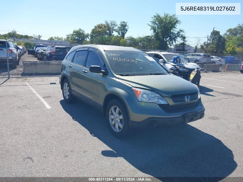 2009 Honda Cr-V Lx VIN: 5J6RE48319L027602 Lot: 40311284