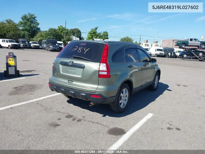 2009 Honda Cr-V Lx VIN: 5J6RE48319L027602 Lot: 40311284