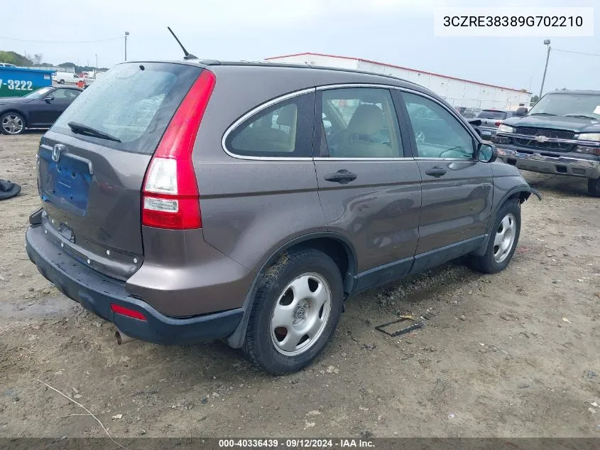 2009 Honda Cr-V Lx VIN: 3CZRE38389G702210 Lot: 40336439