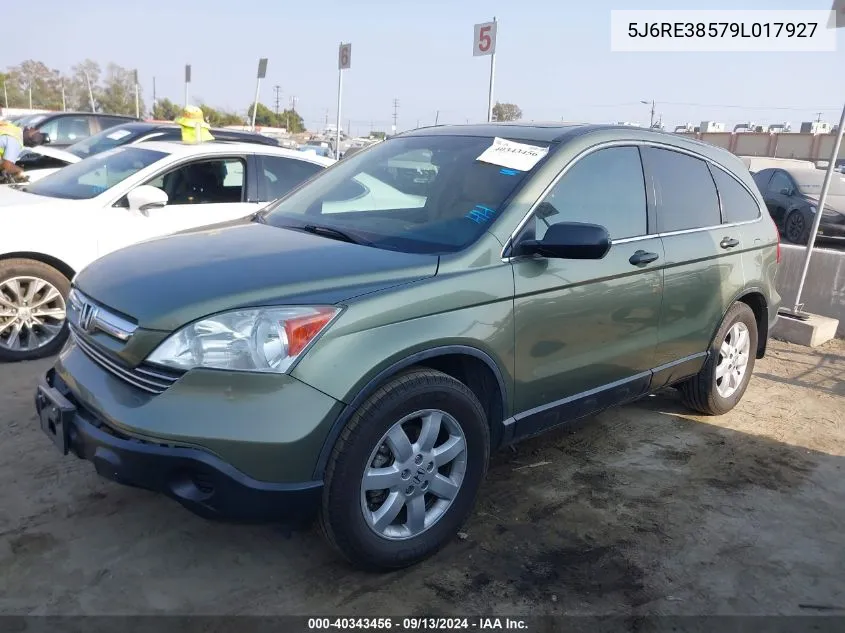 2009 Honda Cr-V Ex VIN: 5J6RE38579L017927 Lot: 40343456