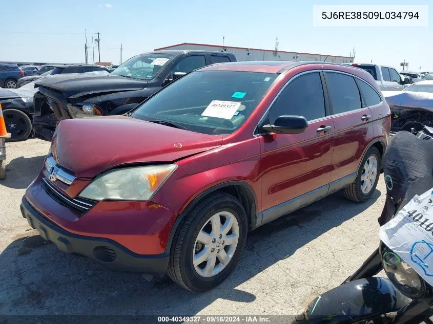 5J6RE38509L034794 2009 Honda Cr-V Ex