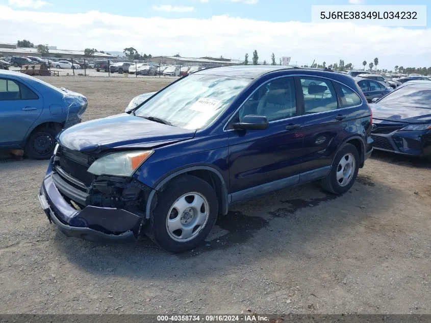 2009 Honda Cr-V Lx VIN: 5J6RE38349L034232 Lot: 40358734