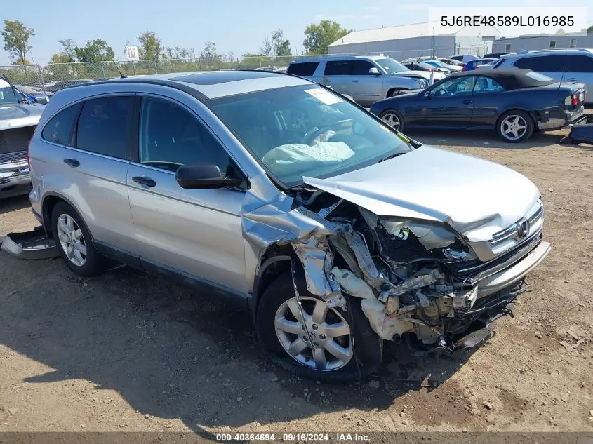 2009 Honda Cr-V Ex VIN: 5J6RE48589L016985 Lot: 40364694