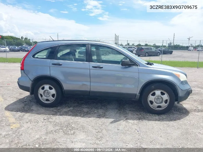 2009 Honda Cr-V Lx VIN: 3CZRE383X9G709675 Lot: 40366060