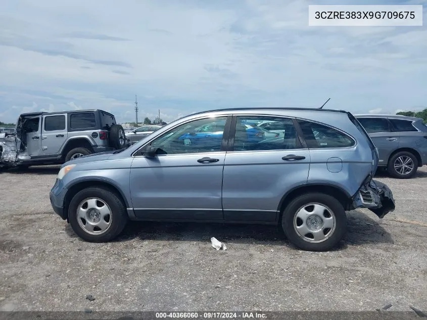 2009 Honda Cr-V Lx VIN: 3CZRE383X9G709675 Lot: 40366060