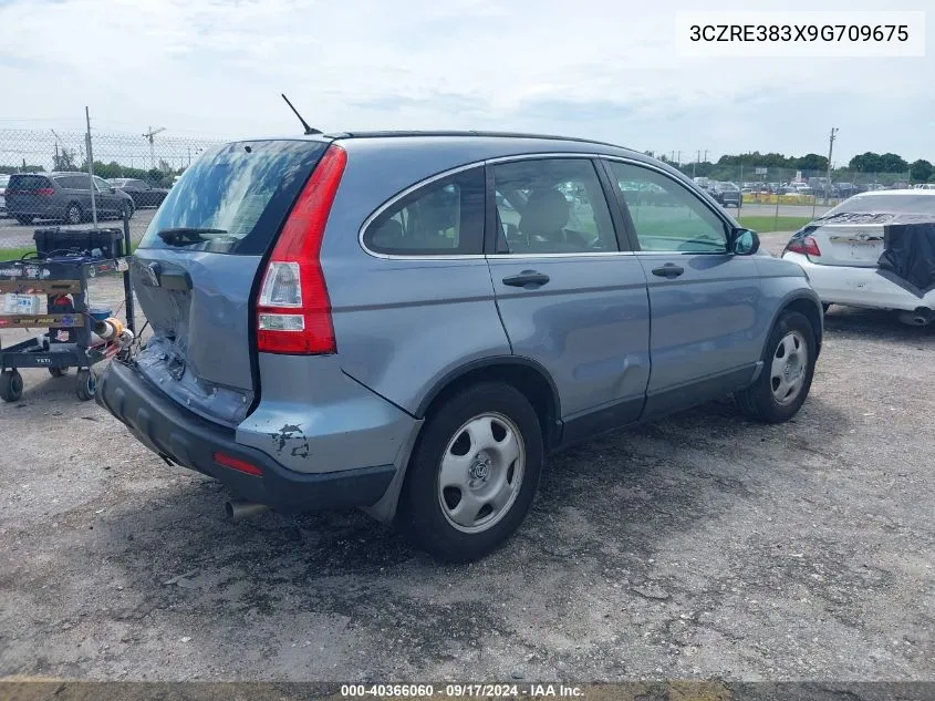 2009 Honda Cr-V Lx VIN: 3CZRE383X9G709675 Lot: 40366060