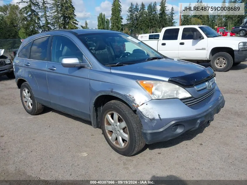 2009 Honda Cr-V Ex-L VIN: JHLRE48759C008689 Lot: 40387866