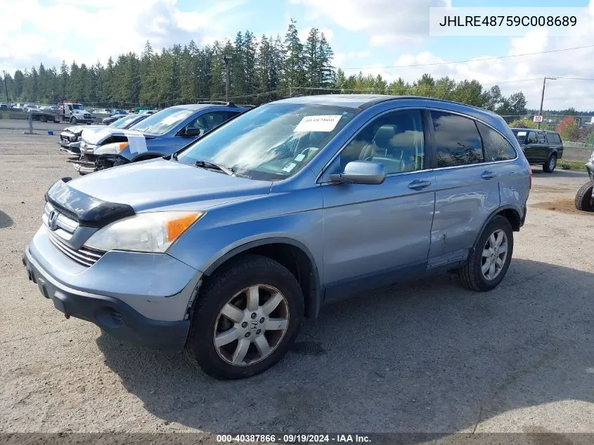 2009 Honda Cr-V Ex-L VIN: JHLRE48759C008689 Lot: 40387866